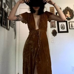 gold velvet gemma dress by reformation